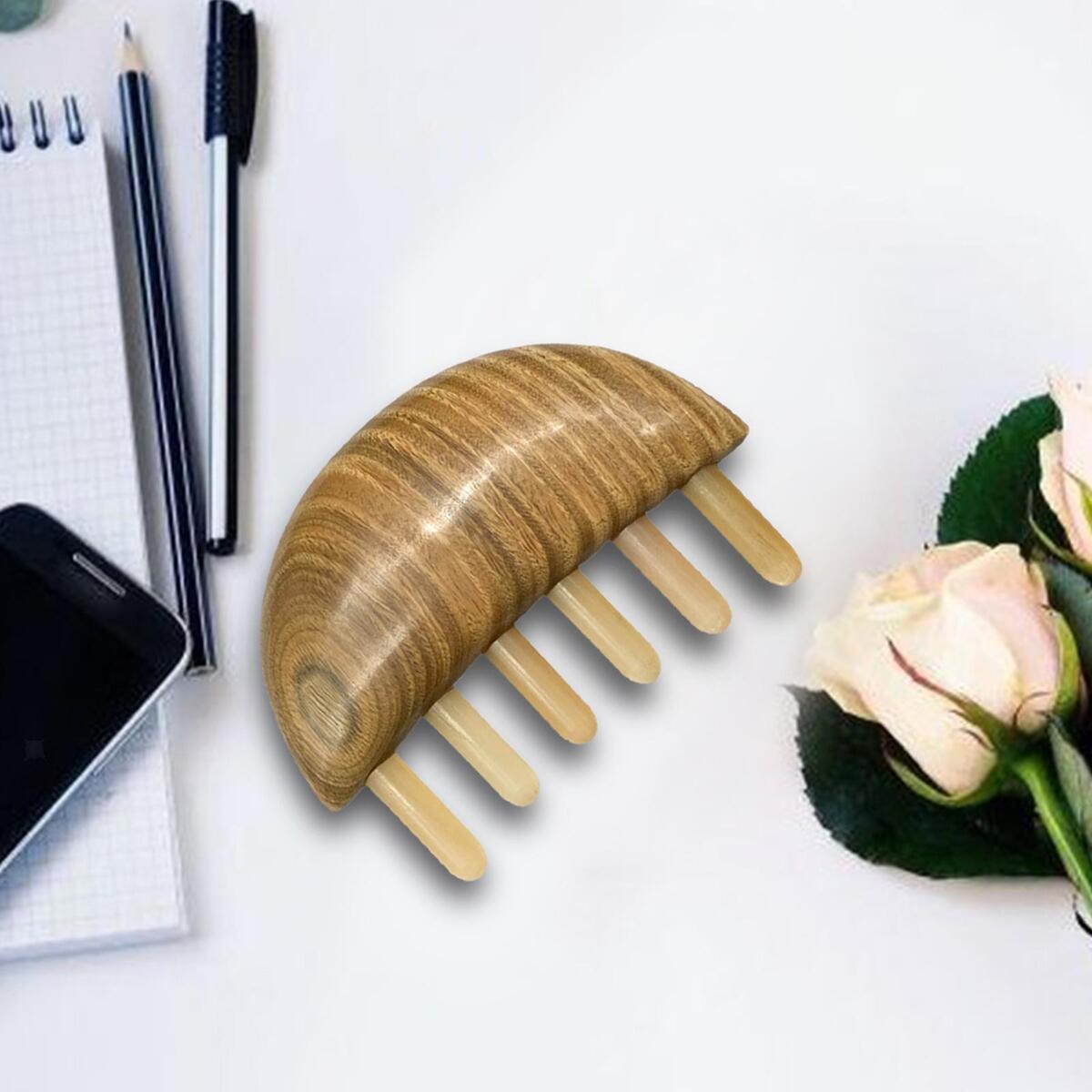 Natural Wood Wide Tooth Massage Hair Comb Head Scalp Massage Anti Static