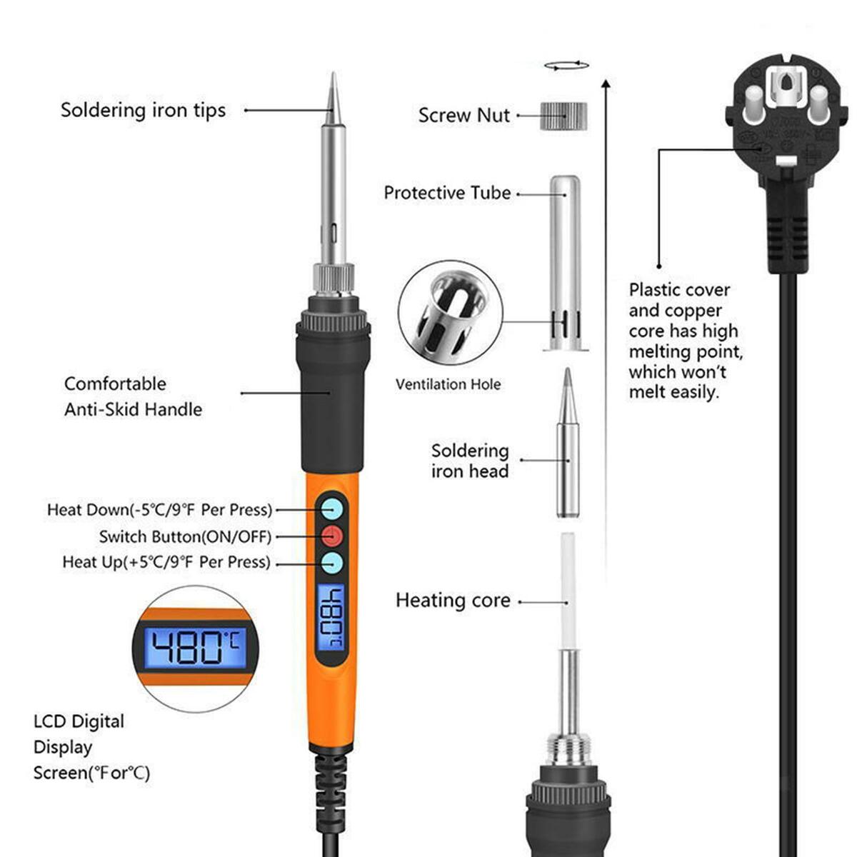 90W Electric Soldering Iron for Welding Electronics  Board Repair