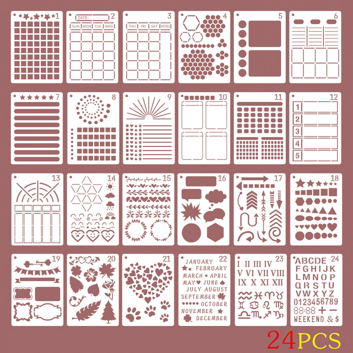 DIY Journal Stencil Set Doodle Template Journal Stencils Journaling Supplies