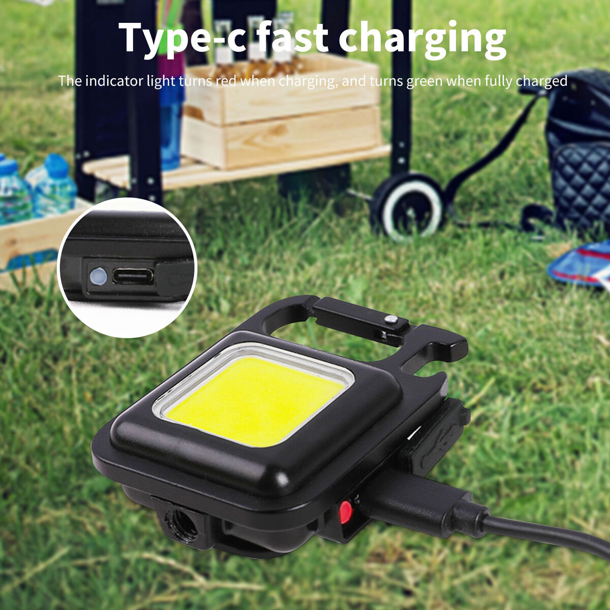 COB Inspection Night Light Portable Keychain Design with Black Storage Box