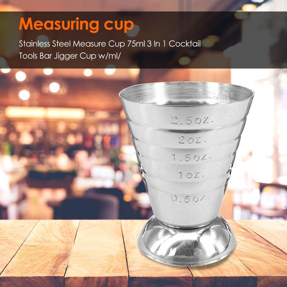 75ml Stainless Steel Measure Cup Cocktail Tool Bar Mixed Drink Jigger Spoon