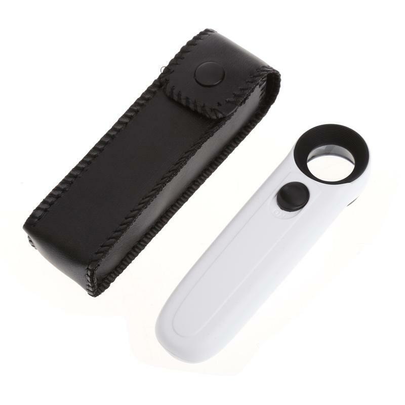 40X Handheld 2 LED Light Magnifier Reading Magnifying Glass Lens Jewelry Loupe