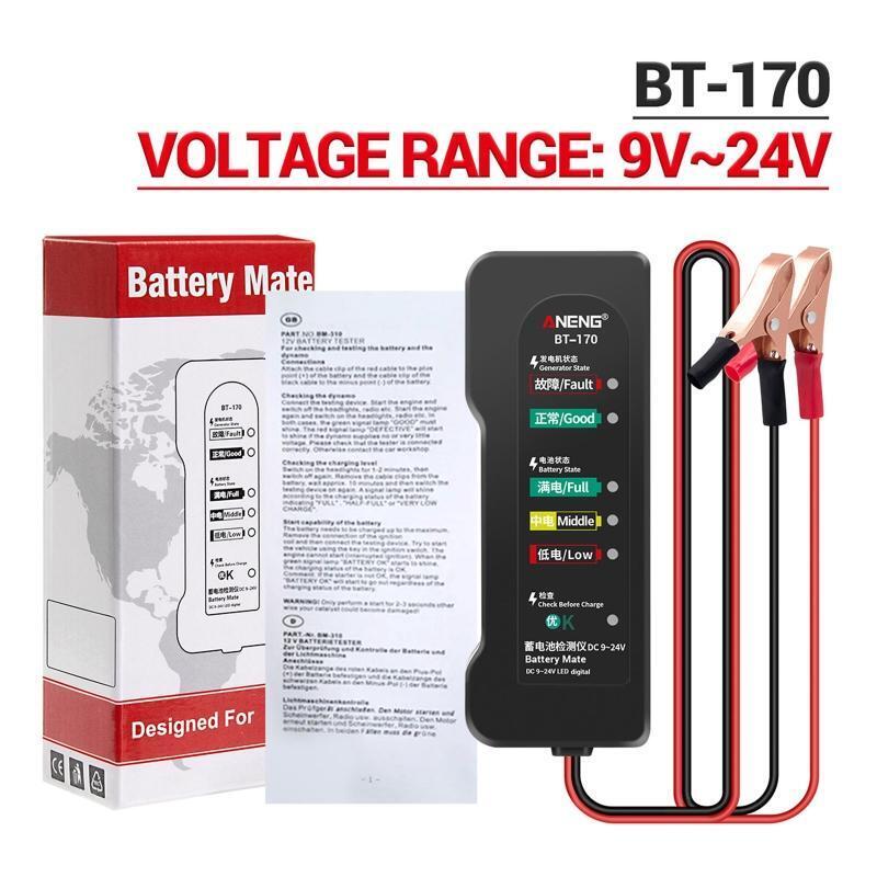 Car Battery Tester with LED Indicators Digital Multi Functions Alternator Tester