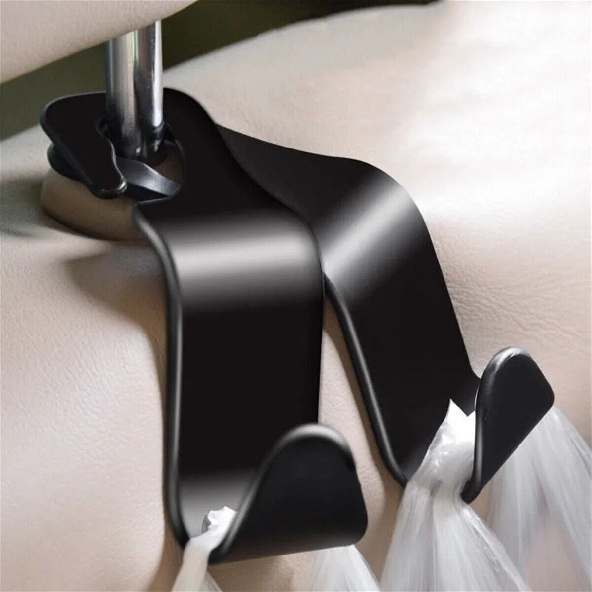 2PCS Car Seat Hook Purse bag Hanger Bag Organizer Holder Clip Accessories Black