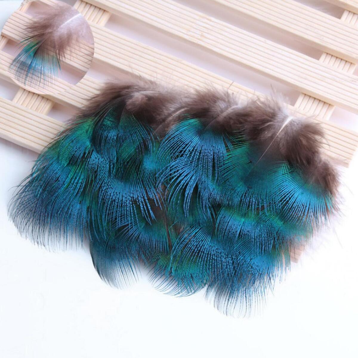 10x Blue Peacock Feathers DIY Headdress Craft Bulk Body Feathers for Show Vases