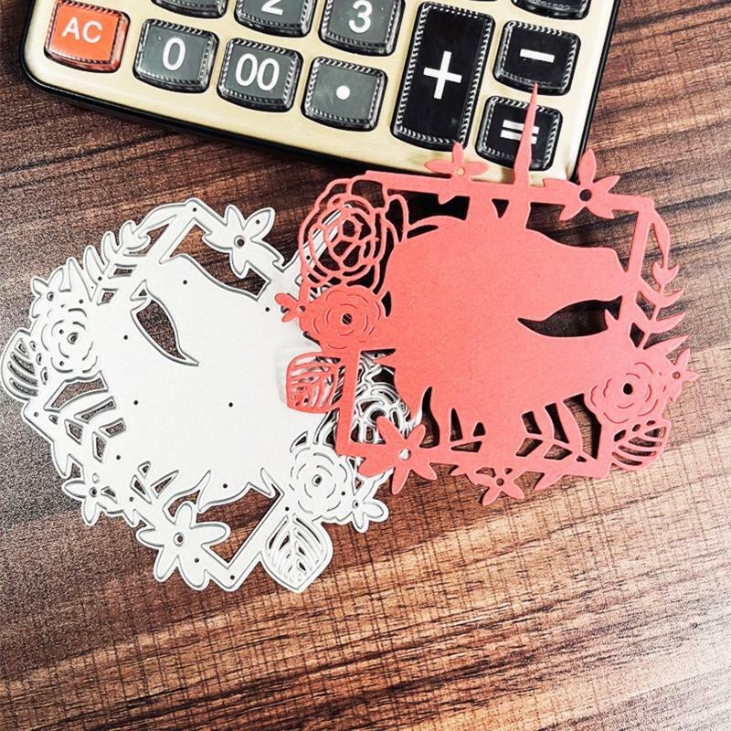 Horse Flower Square Frame Metal Cutting Dies Embossing Stencil DIYAlbum Template