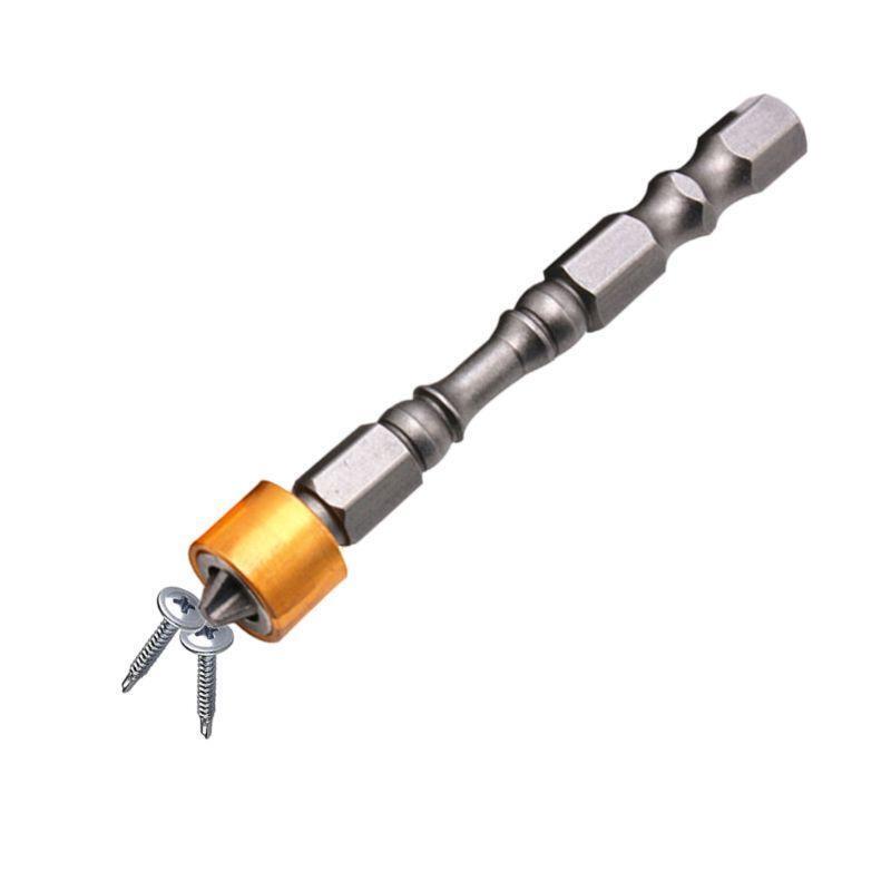 10 Pcs Strong Magnetic PH2 Screwdriver Bit Set 65mm Yellow Aluminum Ring Bits