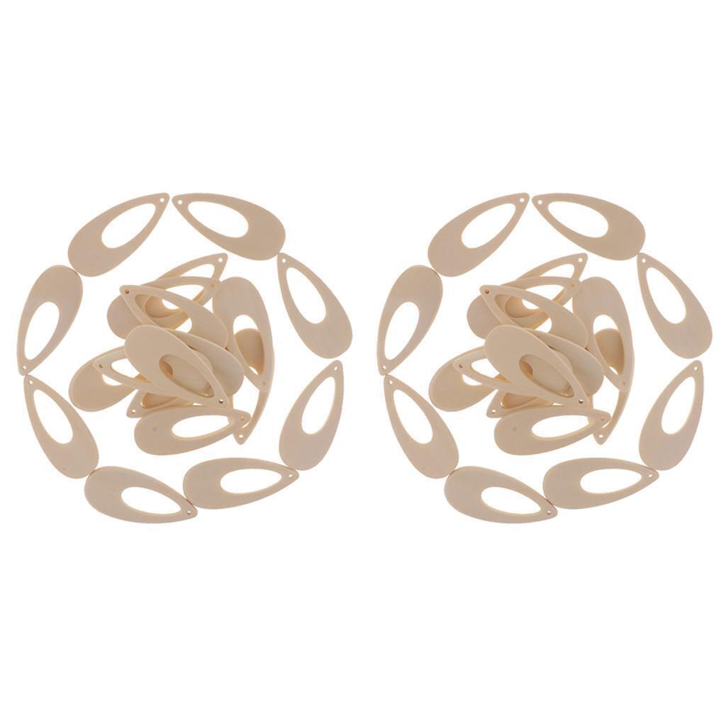 40 Pieces Plain Wooden Drop Charms for DIY Jewelry Making Earring Findings
