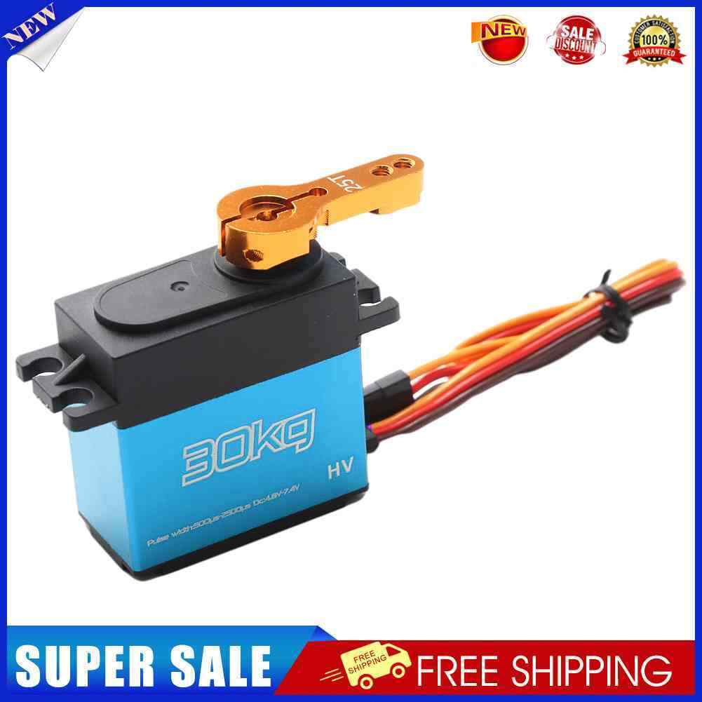 30kg Digital Servo Stainless Steel Gear Servo 1/8 1/10 1/12 Metal Arm (Blue