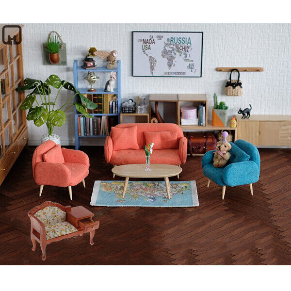 1/12 Scale Classic  Sofa Armchair with Drawer Table  Couch Settee