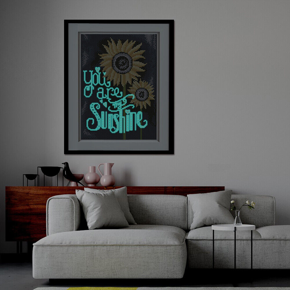 Luminous Diamond Painting Kit Two Sunflowers Full Round Rhinestone Picture