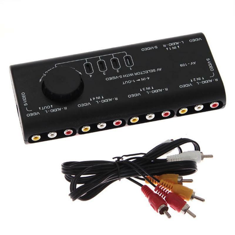 4 In 1 Out Audio Video RCA Switch Box Anti Interference Signal Splitter for Home