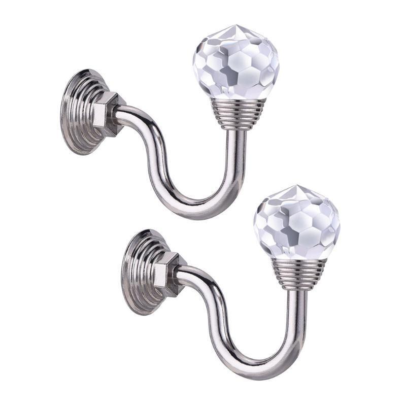 Portable Durable Crystal Curtain Holdbacks 2PCS U Shaped Hook Curtain Tieback