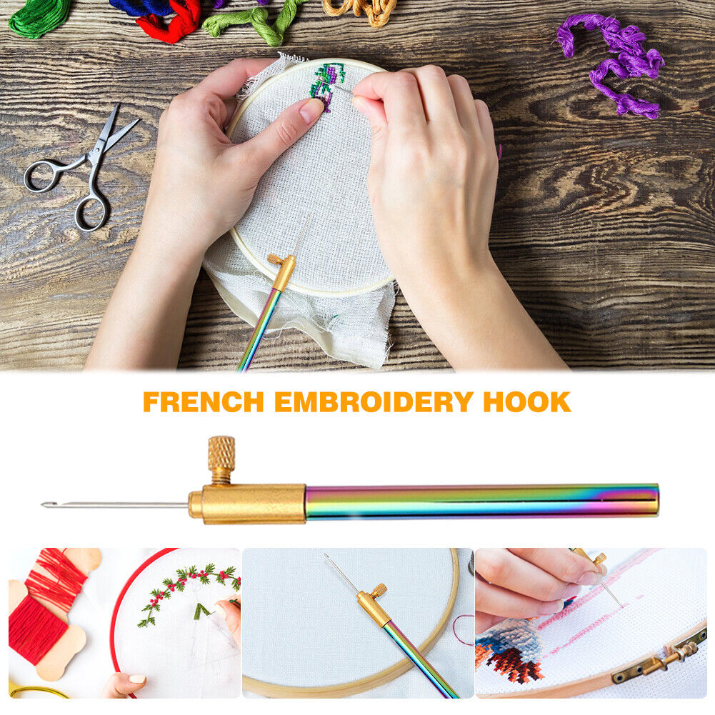Aluminum Alloy Embroidery Needle Crochet Hook DIY Craft Tool Set w/Handle