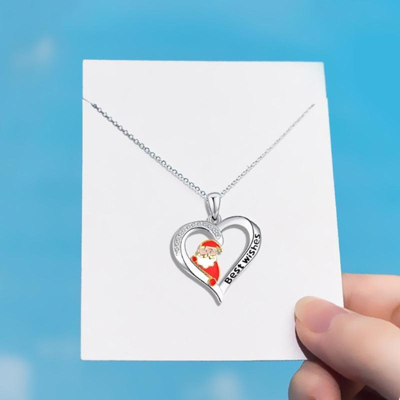 Fancy Dress Accessory Christmas Santa Claus Heart Necklace Jewelry Gift Women
