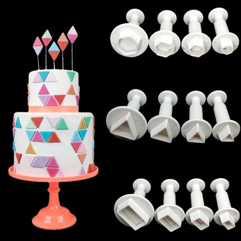 4Pcs Rectangle Plastic Cake Mold Chocolate Cookie Cutter Fondant Decoration Tool