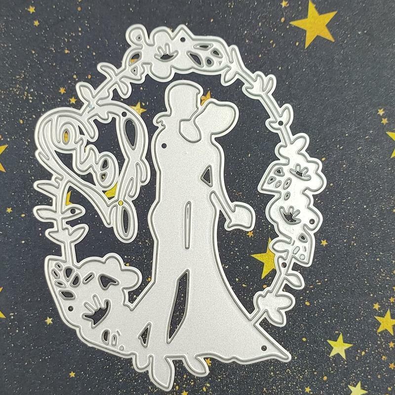 Wedding Couple Love Wreath Metal Cutting Dies Stencil DIY Scrapbooking Template