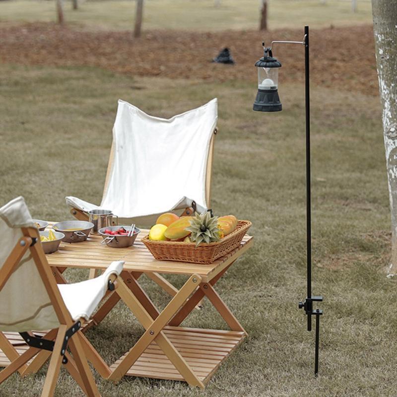 Metal Hard Lamp Pole Ground Stake Outdoor Desktop Light Rack Spike  Easy to Use