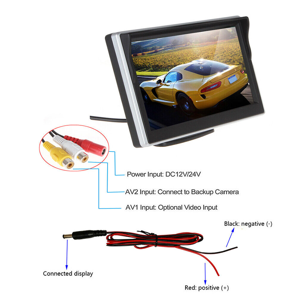 Car Parking Rear View Display with Bracket TFT LCD HD Security Monitor Kit