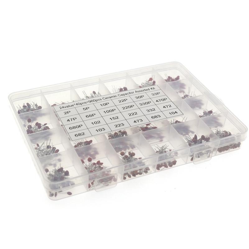 960Pcs 24 Value x40Pcs 50V Ceramic Capacitors Assortment Kit Set DIY Electronics