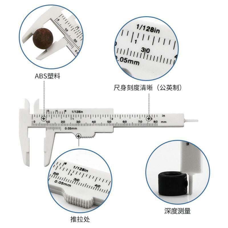 2pcs 0-80mm Double Rule Scale Plastic Vernier Caliper Measuring Student Mini