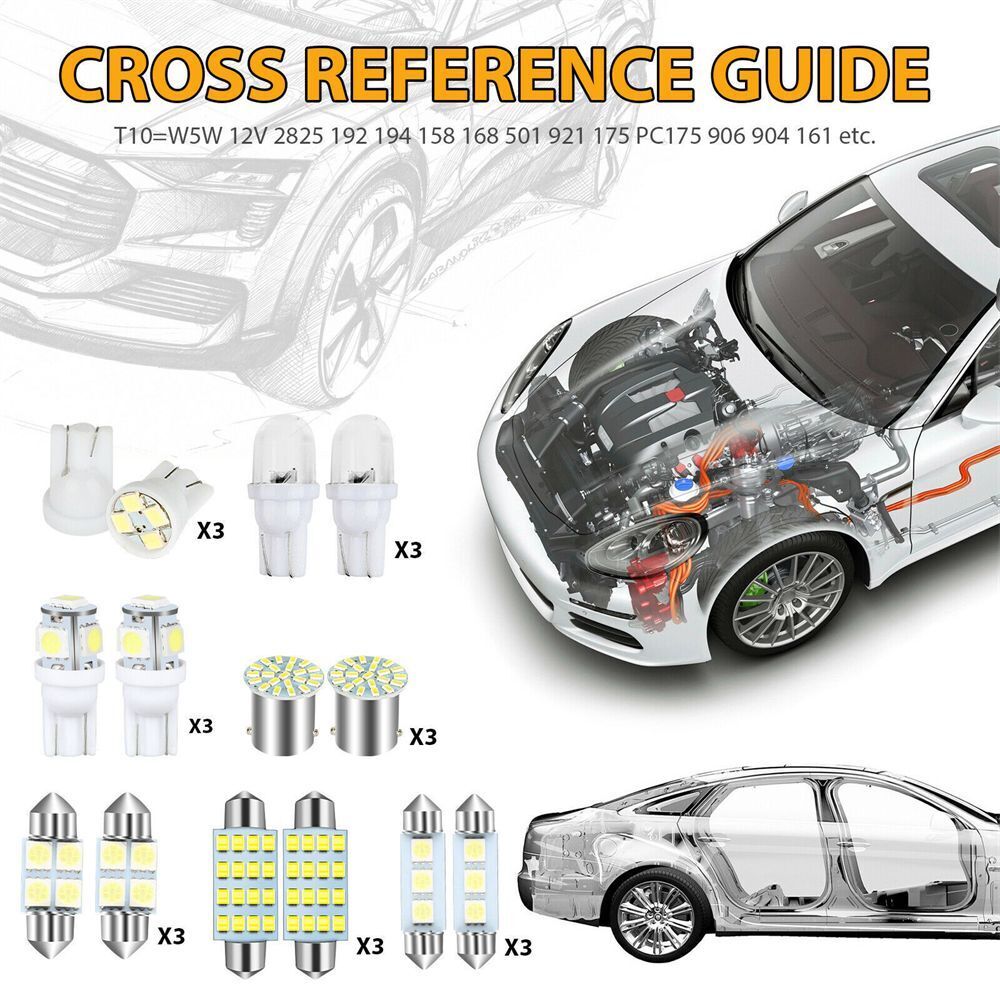 Map Dome Door Car Interior Light Inside Bulb Kit Combo LED License Plate Lamp