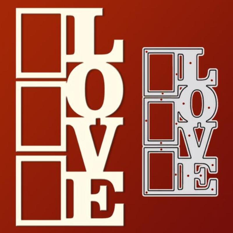 Words Love Square Metal Cutting Dies Stencil Scrapbooking DIY Album Paper Card