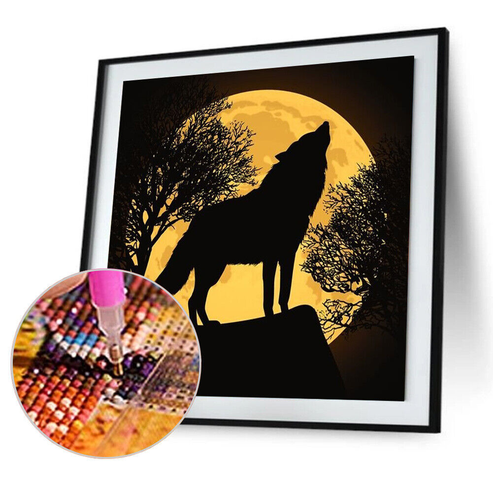 Moon Wolf Full Round Drill DIY Mosaic Diamond Painting Animal Wall Decor