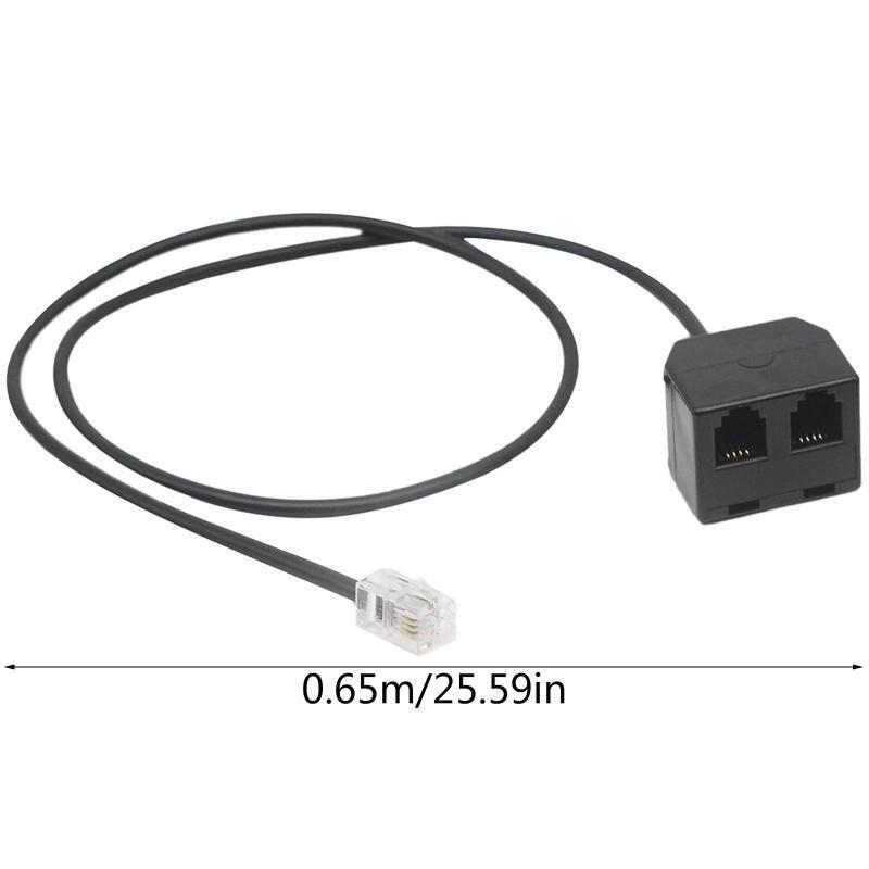 Universal  Extension Cable RJ9 Male to 2 Female 4P4C Connector Adapter Splitter
