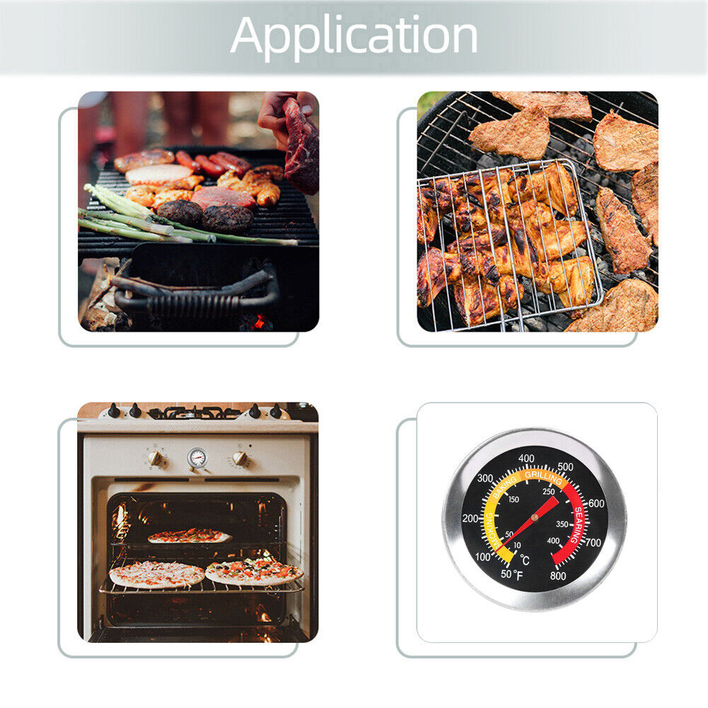 BBQ Barbecue Thermometer Dial Display Oven Grill Rotisserie Food Temp Gauge