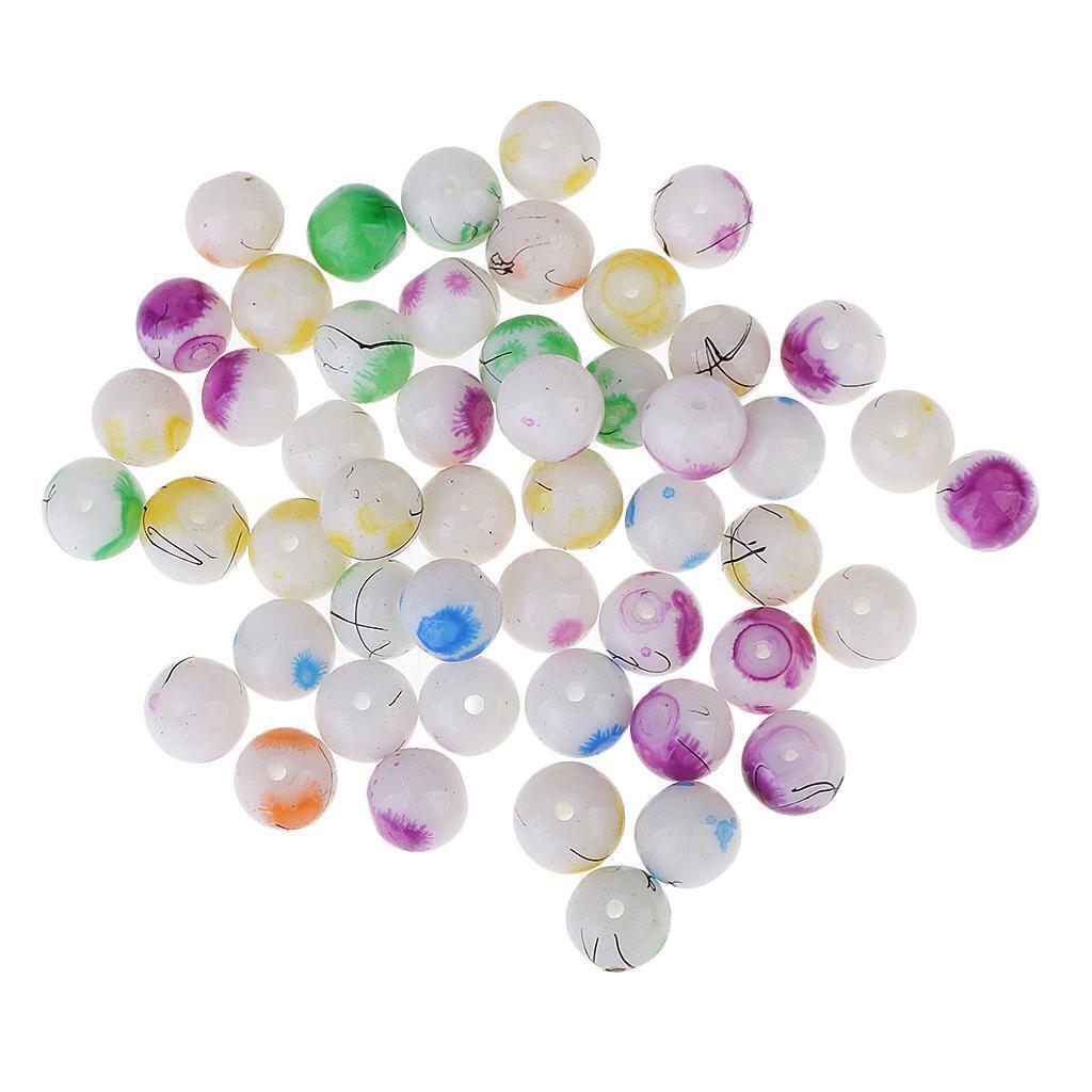 Pack 100 Multicolor 8mm Round Baking Painted Glass Beads for Jewelry Making