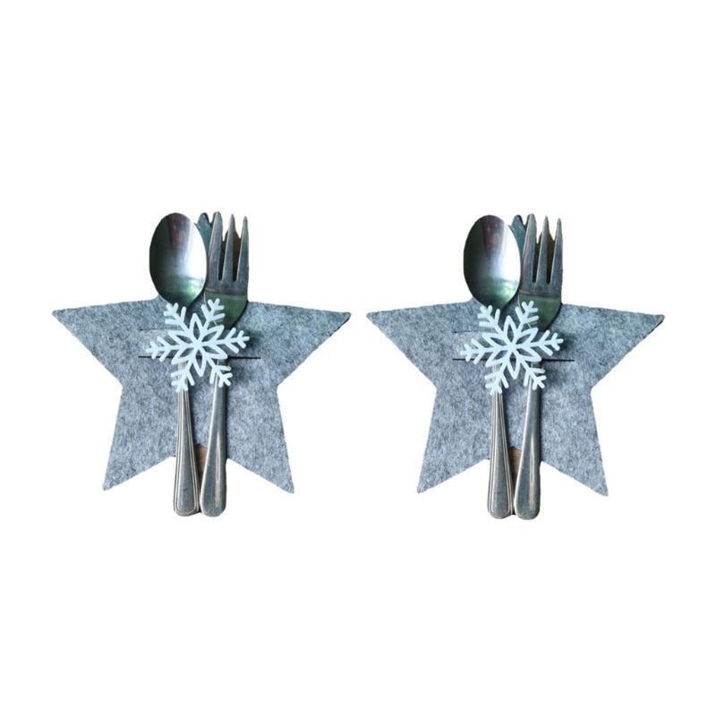 4 Pcs Five Pointed Star Tableware Covers for Christmas New Year Party Decoration