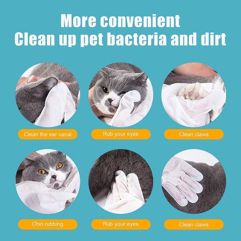 No Rinse Pet Wipes for Bathing Dog Grooming Cat Washing Gloves Simple to Use