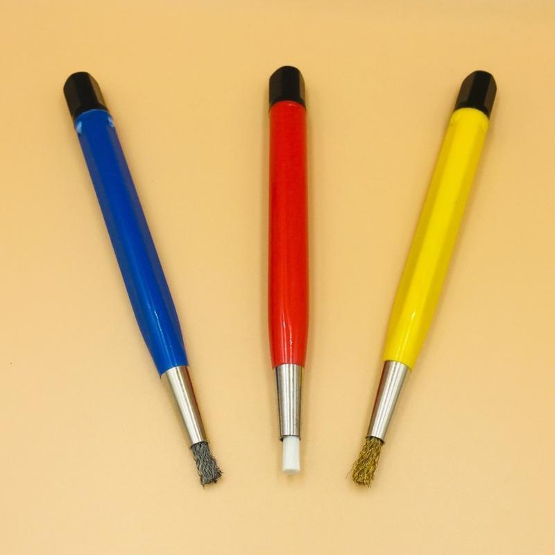 Portable Scratch Brush Pen Set Fiber-glass Steel Brass Nylon Pen Style Sanding