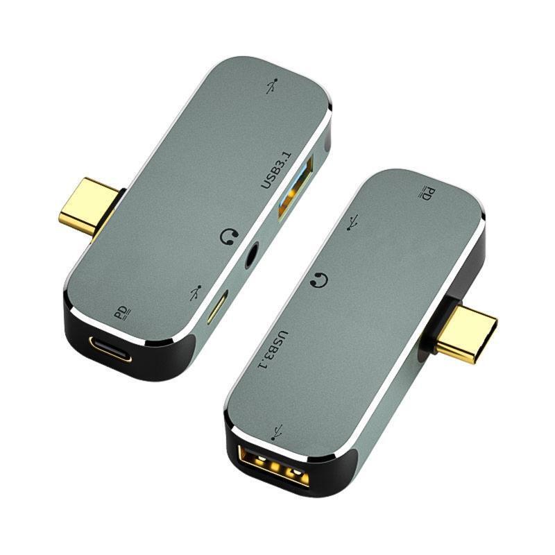 5 Port 1xUSB 3.1 Hub Splitter 1xUSB Hub 2.0 1x3.5mm Jack 2xType C Charge Suppor