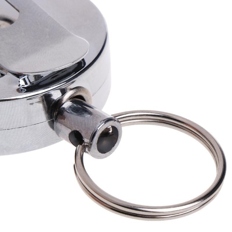 Fishing Zinger Retractor Key Ring Reel Holder Retractable Steel Cable Full Metal