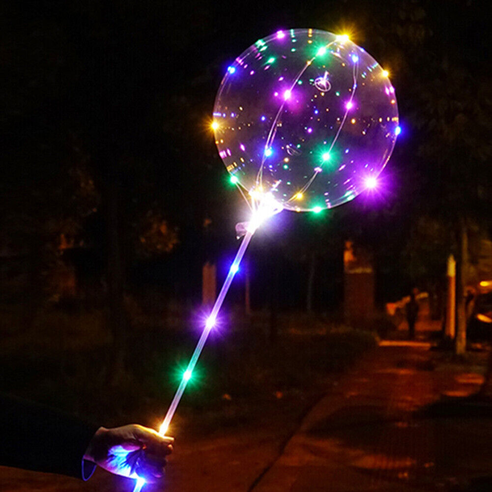 Handle LED Balloon with Stick Festival Party Luminous Clear Bobo Balloons