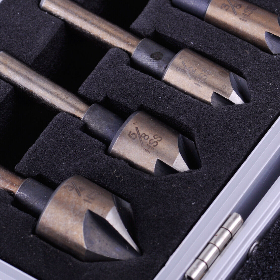 5x Industrial Countersink Drill Bit Set Tri-Flat Shank Quick Change 1/4"-3/4" Li