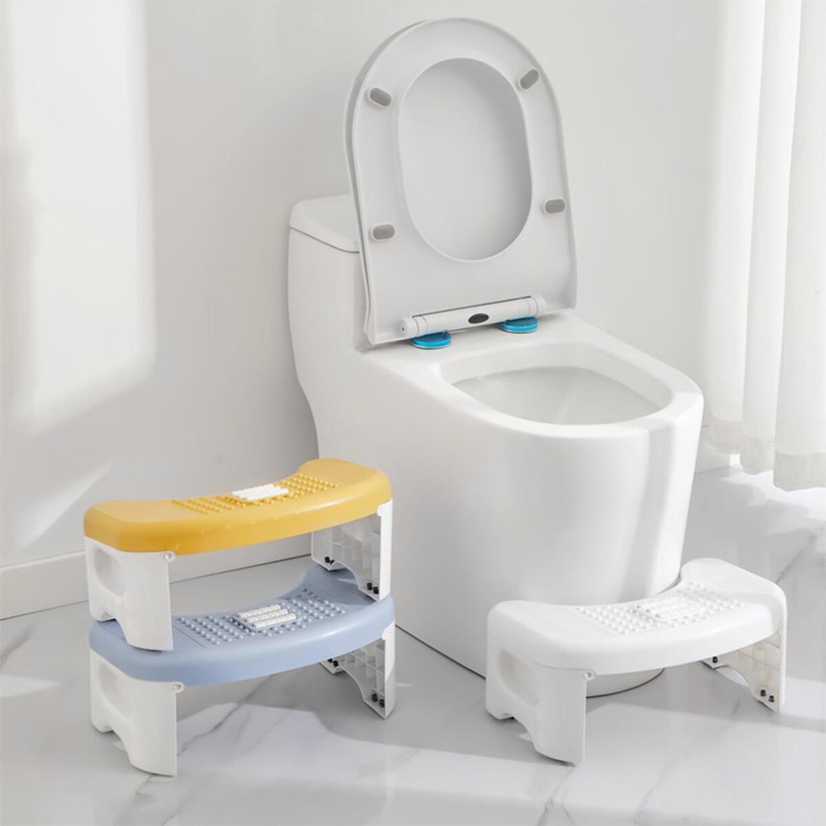Folding Toilet Stool Anti Constipation Potty Step for Bathroom Office Blue