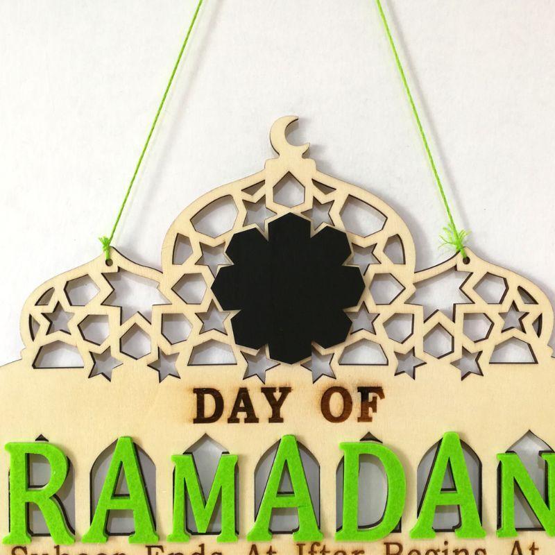 Islam Ramadan Countdown To EID Mubarak Advent Wooden Hanging Message Board Home