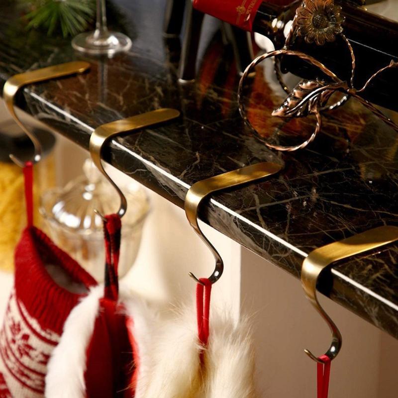 Metal Christmas Stocking Hanger Xmas Stocking Hanging Hooks Set of 5