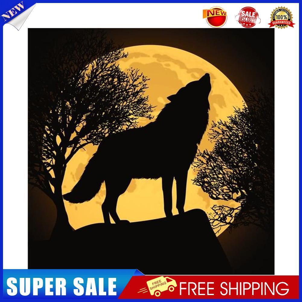 Moon Wolf Full Round Drill DIY Mosaic Diamond Painting Animal Wall Decor