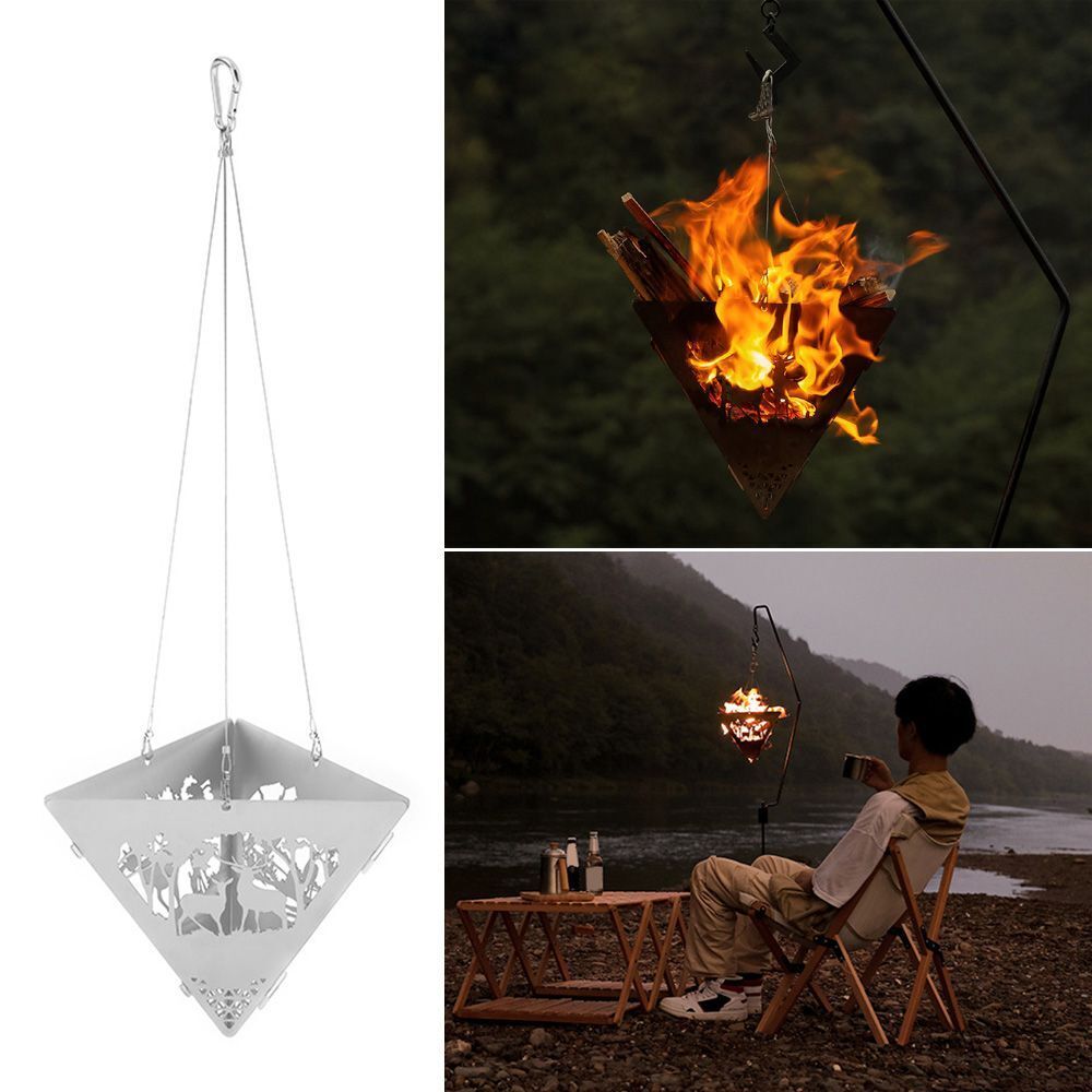 Convenient Triangle Suspended Fire Pit Bonfire Stove Barbecue Hanger Wood Stove