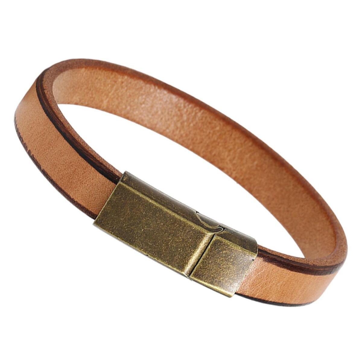 PU Leather Wristband Bracelet Cuff Wrap Jewelry Bangle 20.5cm Dark Brown+PU