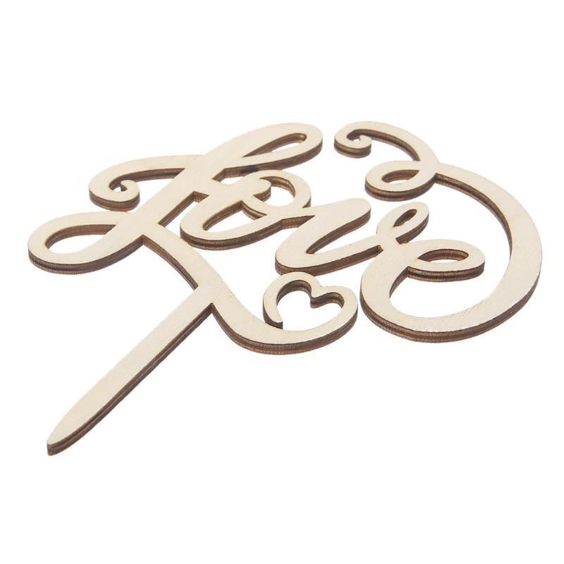 Rustic Love Cake Topper Groom Bride Wooden Wedding Decorating Engagement Party