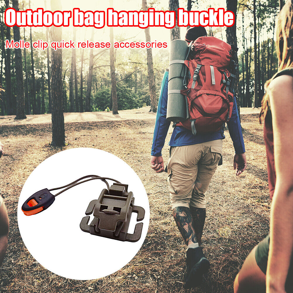Outdoor Backpack Clip Molle Hanging Buckle w/ Whistle Rope (Army Green)