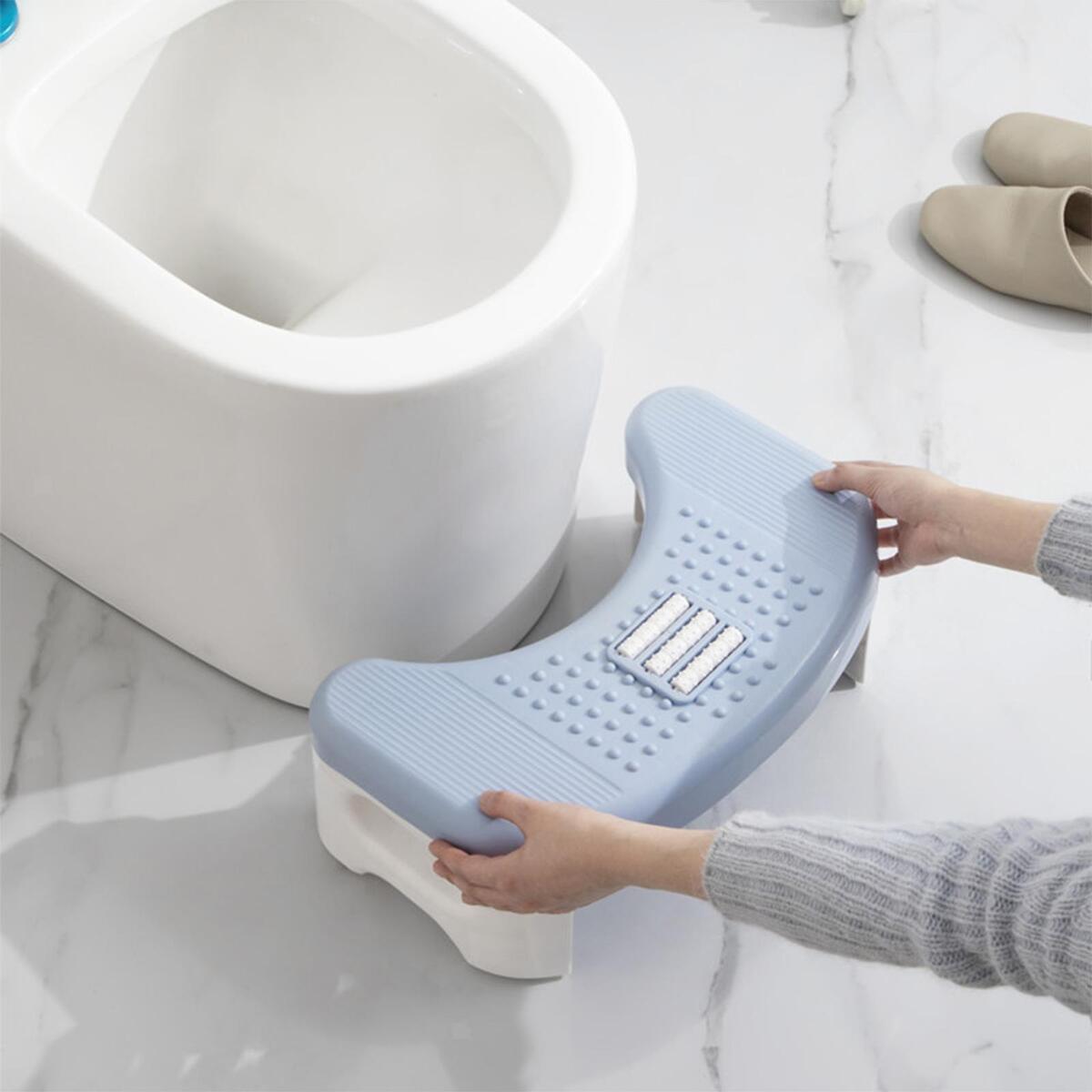 Folding Toilet Stool Anti Constipation Potty Step for Bathroom Office Blue