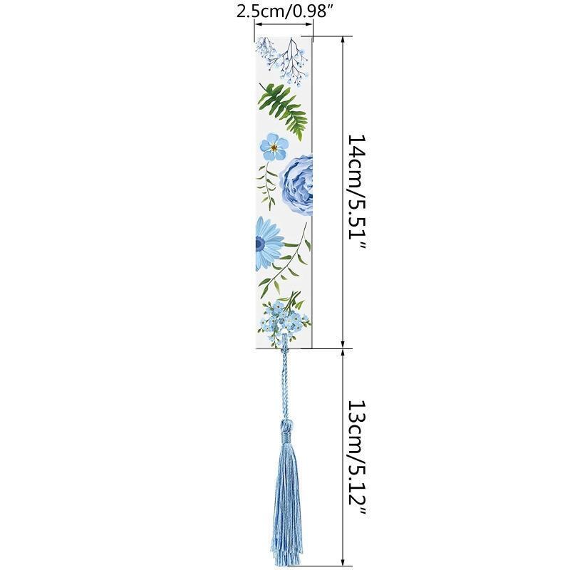 Exquisite Floral Bookmarks Clear Flower Page Marker w/ Colorful Silky Tassel 8x