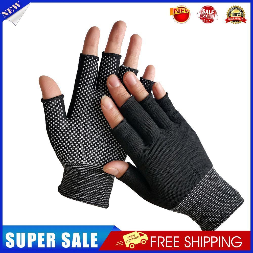 Fingerless Outdoor Bicycle Anti-skid Half Finger Fishing Gloves (Black)