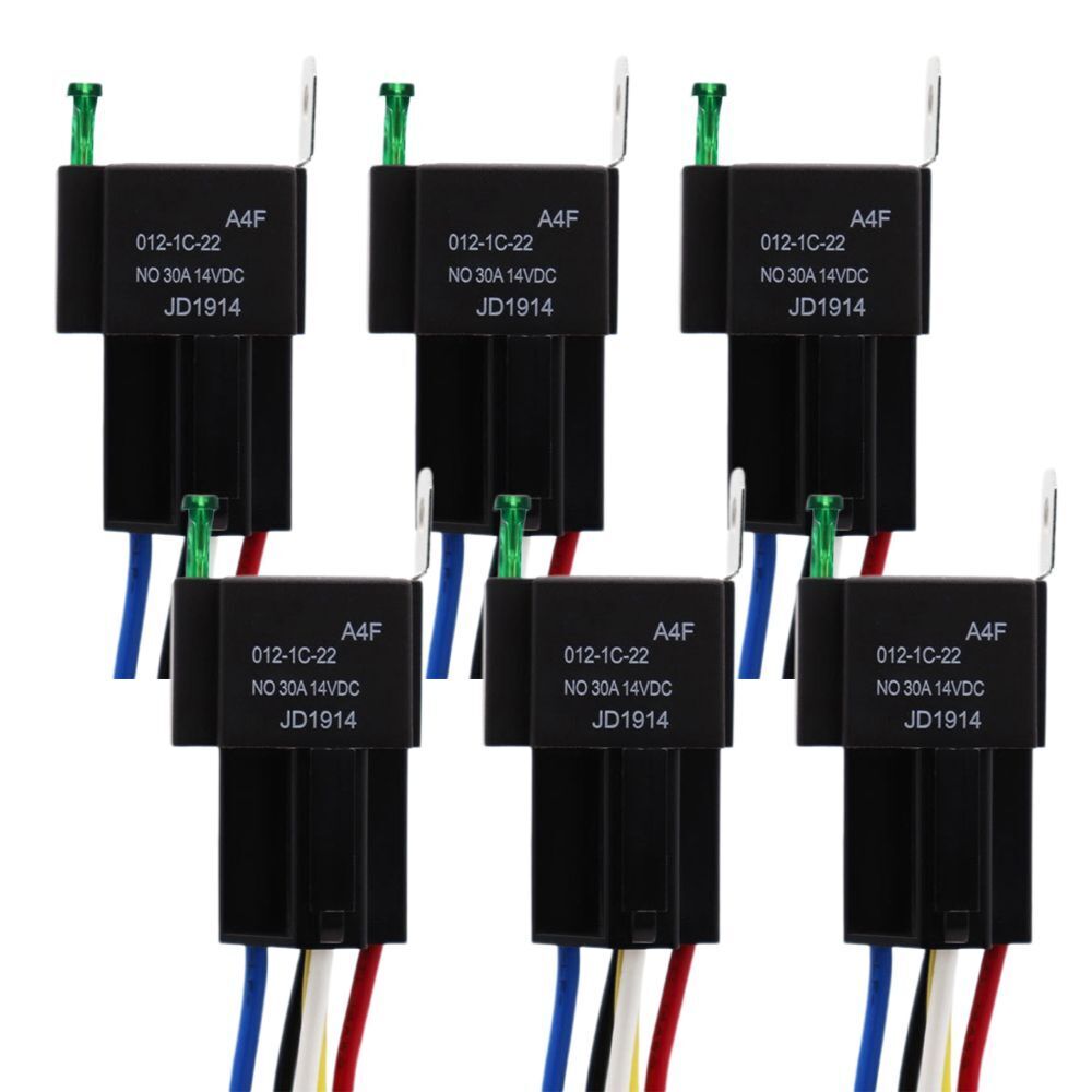 Accessories Automotive Electrical Relays with 14AWG Wires 12V 5-Pin 30A SPST